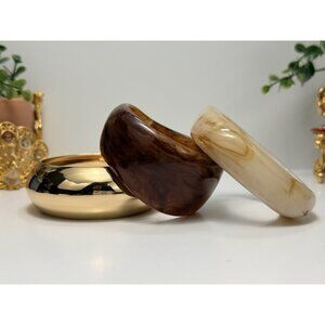 ZARA Statement Bangle Bracelets Set Of 3 Metal And Resin Size 8